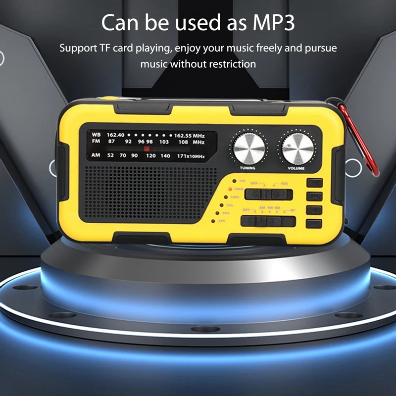 USB Hand Crank วิทยุฉุกเฉินไฟอ่านหนังสือพลาสติก 4000Mah แจ็คหูฟัง 3.5 มม.สําหรับแบกเป้กลางแจ้ง