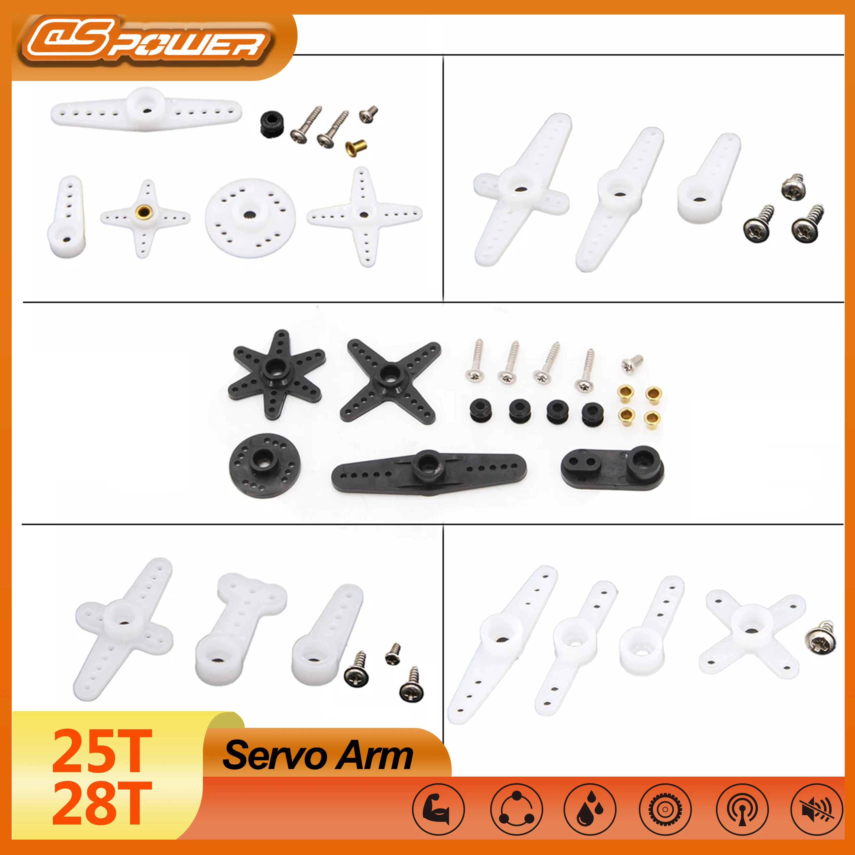 

DSpower 25T 28T RC Servo Arm Double Head Round Type Steering Gear Accessories Set for RC Car Drone Plane Parts Emax JX Feetech