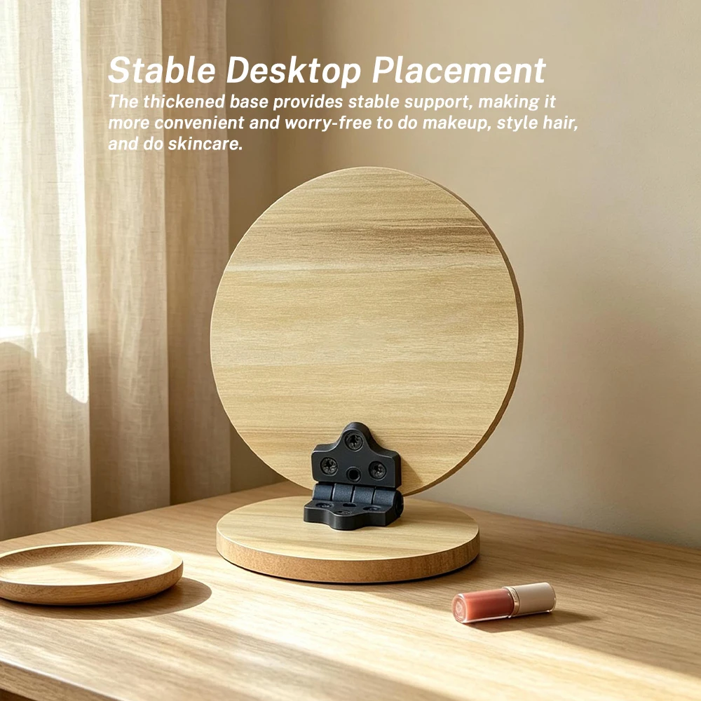 Simple Wooden Vanity Mirror Single Sided Folding Design Makeup Mirror Rotating HD Cosmetic Mirror Design Perfect for Home