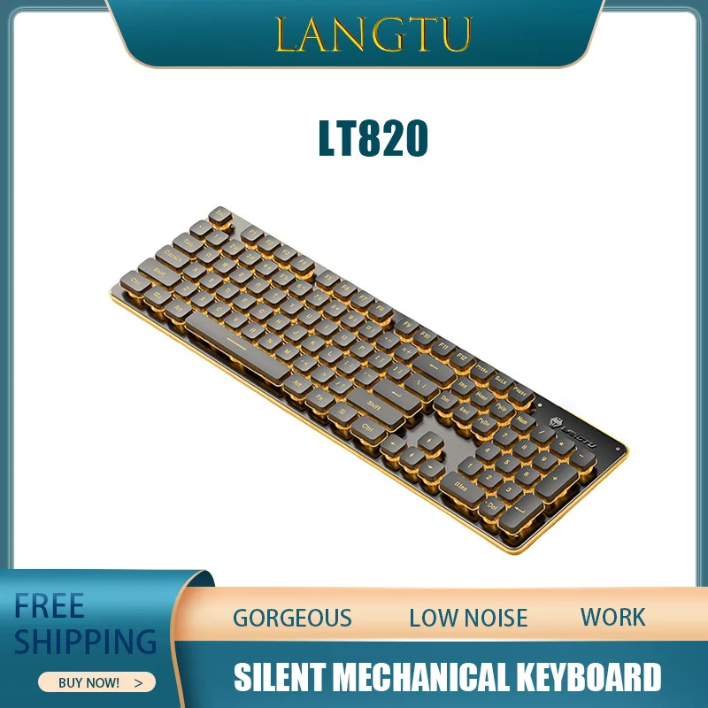 

Langtu Lt820 Wired Silent Mechanical Keyboard High Aesthetic Backlit Flat For Typing Work Easily Not Tiring To The Hands Gift