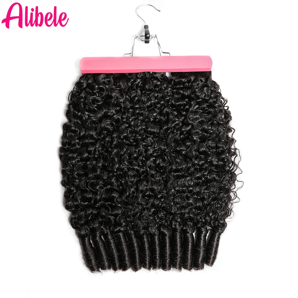 

Пучки человеческих волос Alibele, бирманские пикси, глубокие вьющиеся наращивания, класс 12А, пучки волос Remy, оптовая продажа, 1/3/4 пучка, предложение