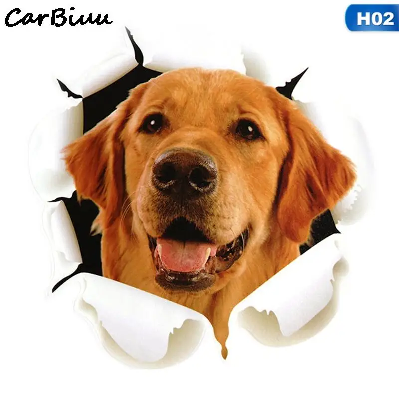 Autocollant animal stéréo 3D pour vitres de voiture, autocollant créatif pour chat et chien, décalcomanies mignonnes, ornement de voiture,