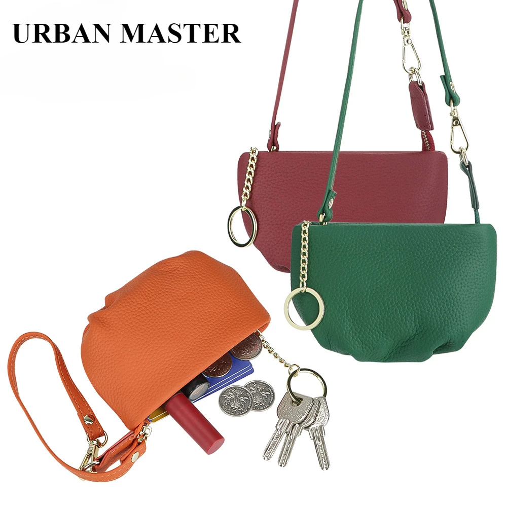 URBAN MASTER Mini portachiavi portamonete borsa portaoggetti in vera pelle moda portatile piccola custodia per il cambio 2489