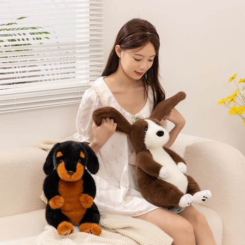 45 centimetri Del Fumetto Sveglio Grasso Seduto Bassotto Cane Peluche Bambola Cuscino Morbido Grandi Orecchie Cane Animale Farcito Giocattolo Complementi Arredo Casa Regalo Per I Bambini