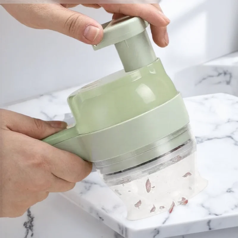 Kabelloser 4-in-1-Elektro-Küchenhacker für Gemüse, Fleisch, Knoblauch, Zwiebeln, Pfeffer, wiederaufladbare Küchenmaschine, Küchengerät
