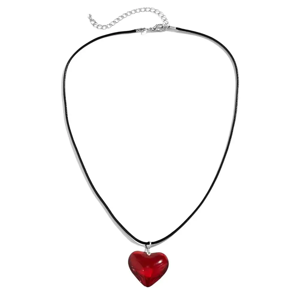 خمر موضة الجلود حبل القلب قلادة قلادة للنساء الرجال العتيقة الفضة اللون مجوهرات اكسسوارات الجمالية #6