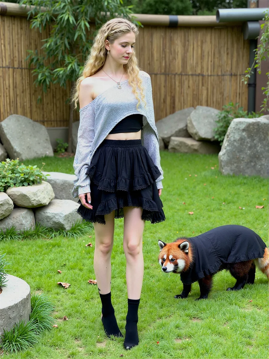 

Мини-оборки, черно-белые юбки, женские сетчатые плиссированные многослойные лоскутные тюлевые торт на талии, аппликация, бальное платье, элегантное классическое студенческое платье