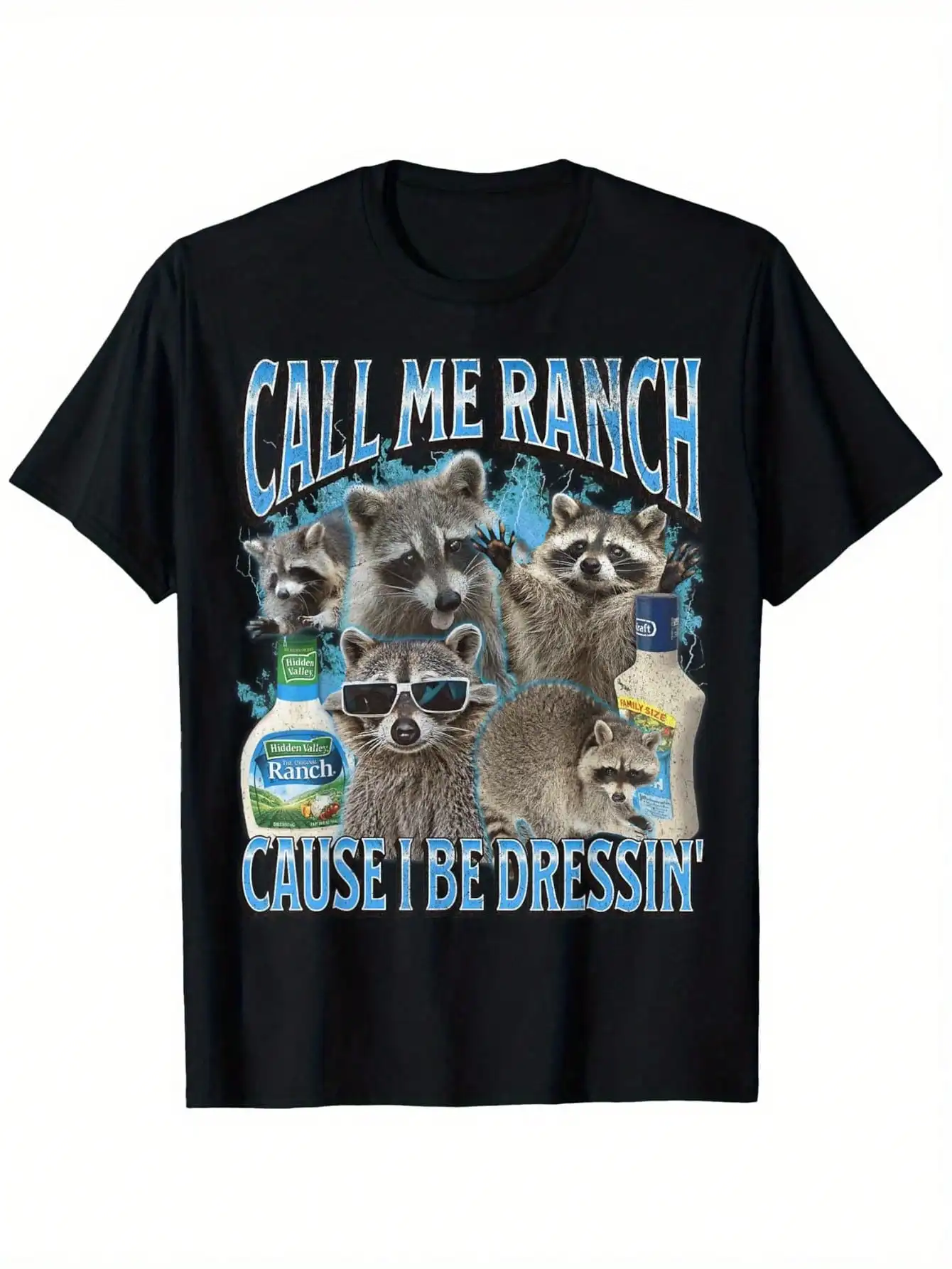 

Футболка с забавным принтом енота — 100% хлопок, свободный крой, унисекс, с принтом в виде солнцезащитных очков и бутылки с напитком