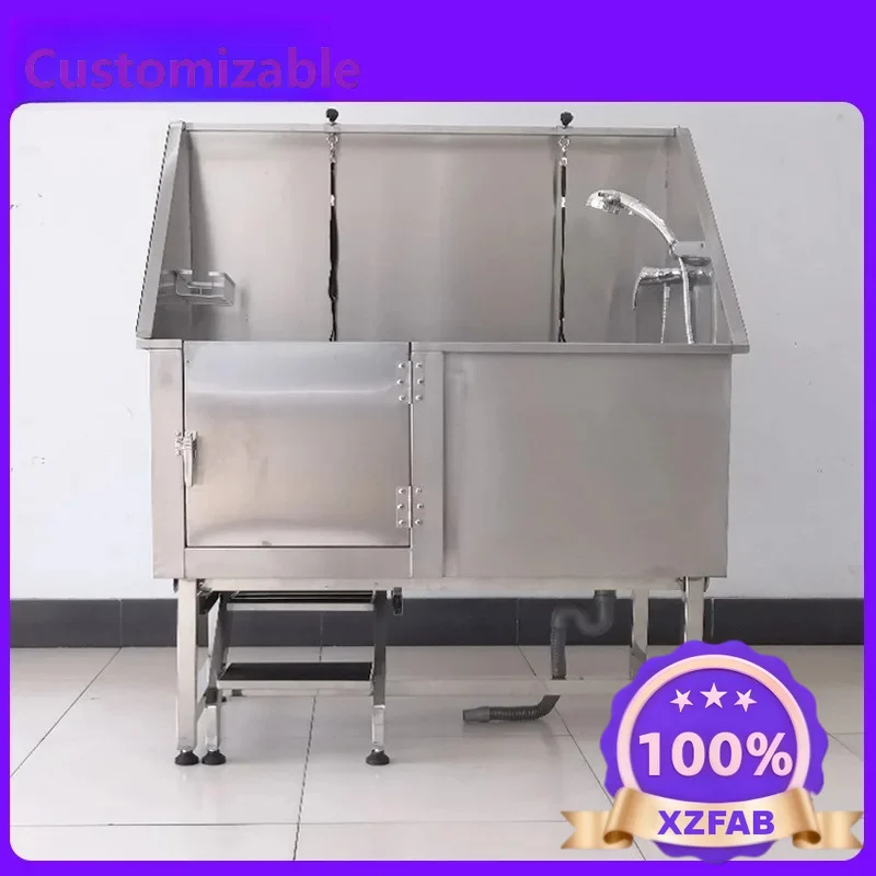 Factory Direct 2026 Lize 24-year-old New Single-door Pet Animal Bath 304 Stainless Steel Bath Universal For Cats And Dogs With P