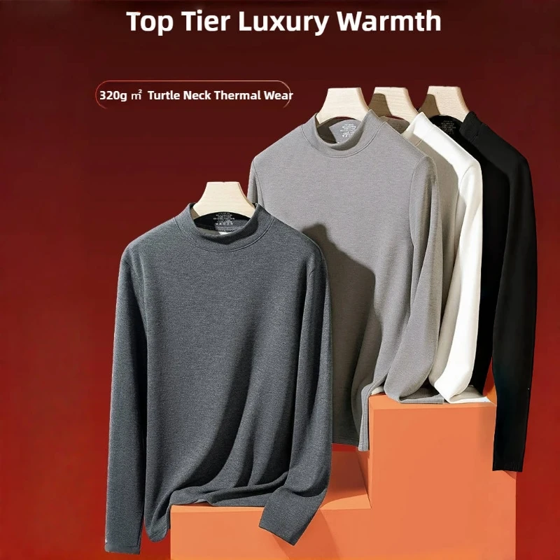 

Новое поступление, роскошное мужское термобелье из смесовой шерсти, базовый слой с высоким воротником и флисовой подкладкой, ультра теплое для экстремального холода