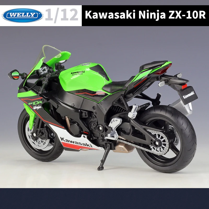 WELLY 1:12 Kawasaki Ninja ZX-10R Heavy Locomoti Alloy Motorcycle Model Metal Toy Cross-country Racing Motorcycle Model Kids Gift