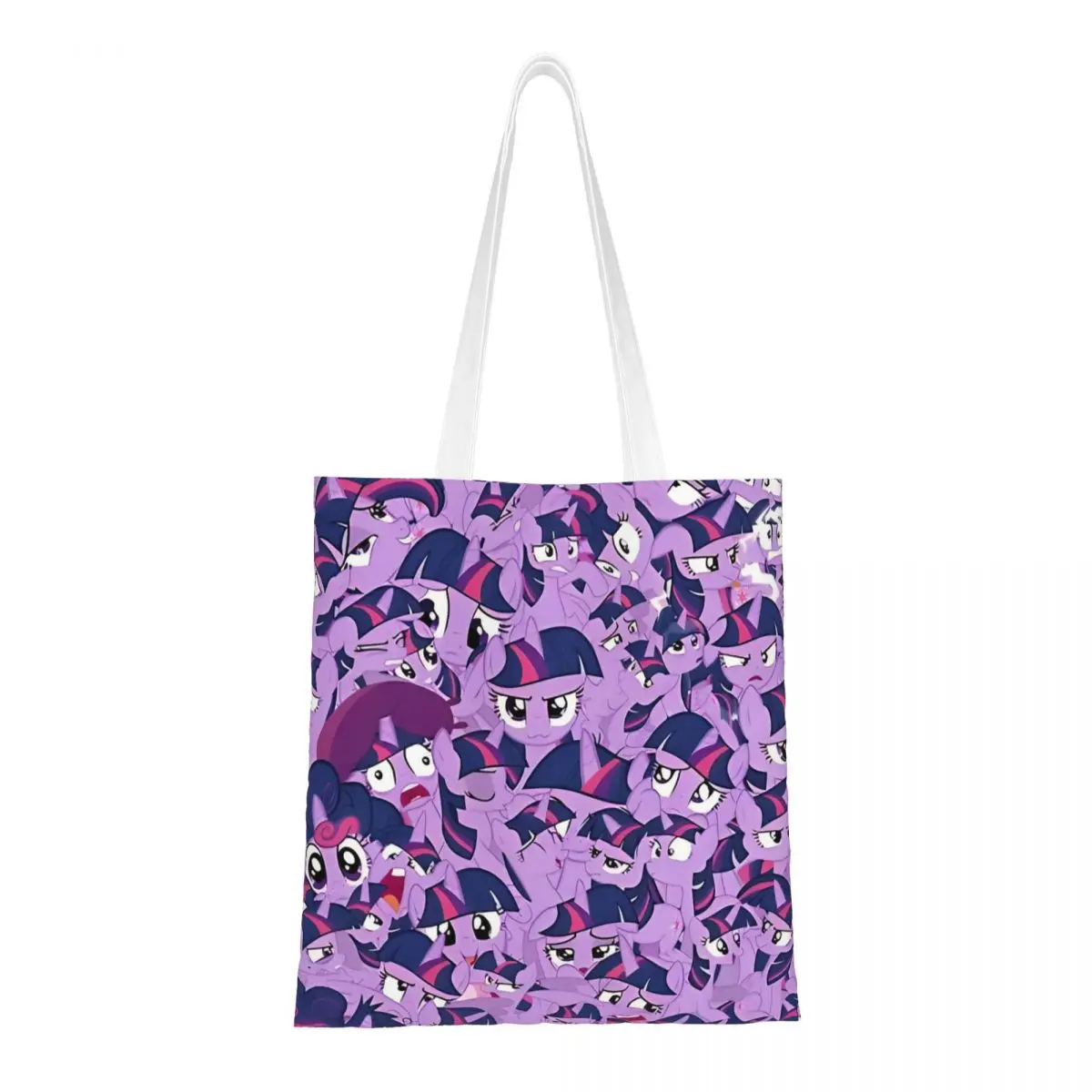 My Little Pony Twilight Sparkle Mess Canvas Tote Bag Reusable Large Capacity Grocery Bag for Unisex Student Bags