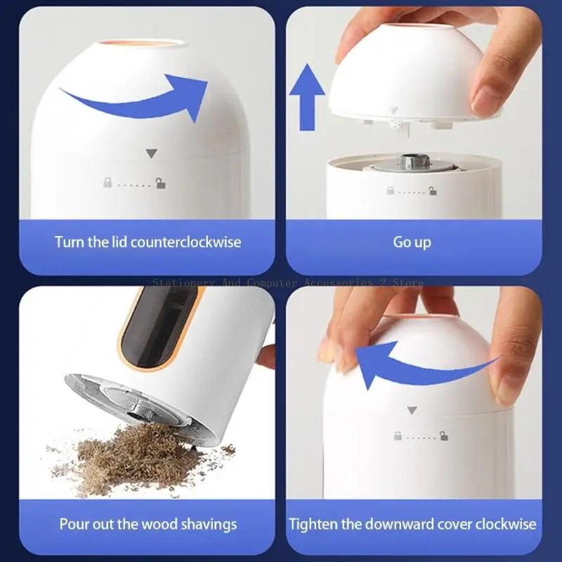 مبراة أقلام الرصاص الكهربائية المدمجة ذات فتحة واسعة لقص أقلام الرصاص بكفاءة