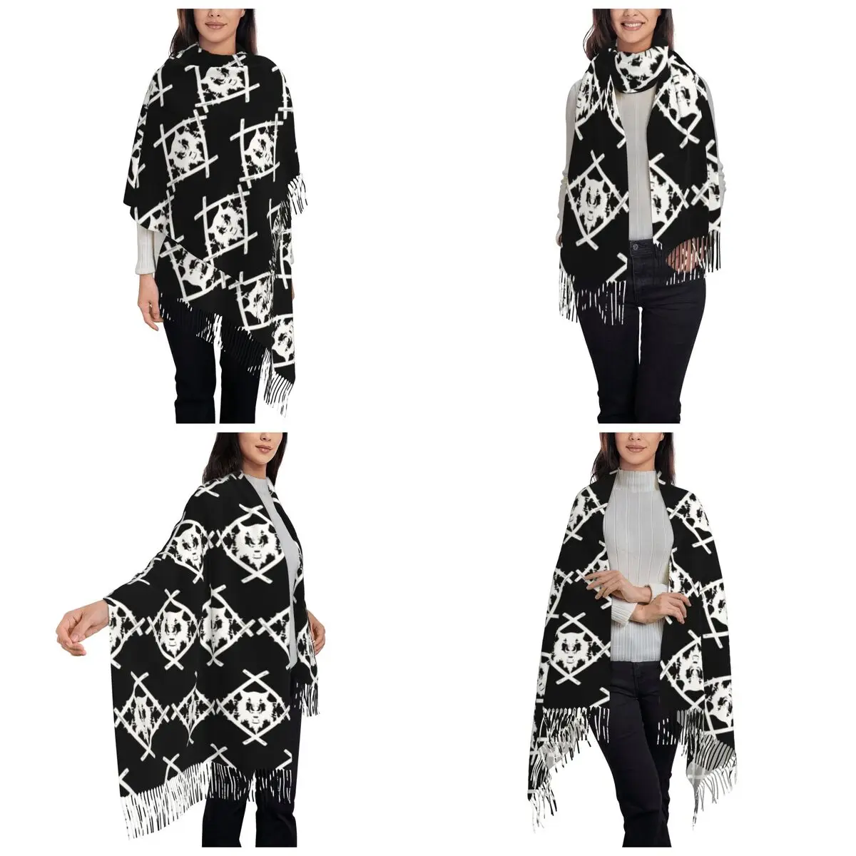 Xavier Wulf Merch Xavier Wulf Logo Scarf Tassel Scarves for Women Soft Warm Shawls and Wraps Large Fall Winter Shawl Wrap