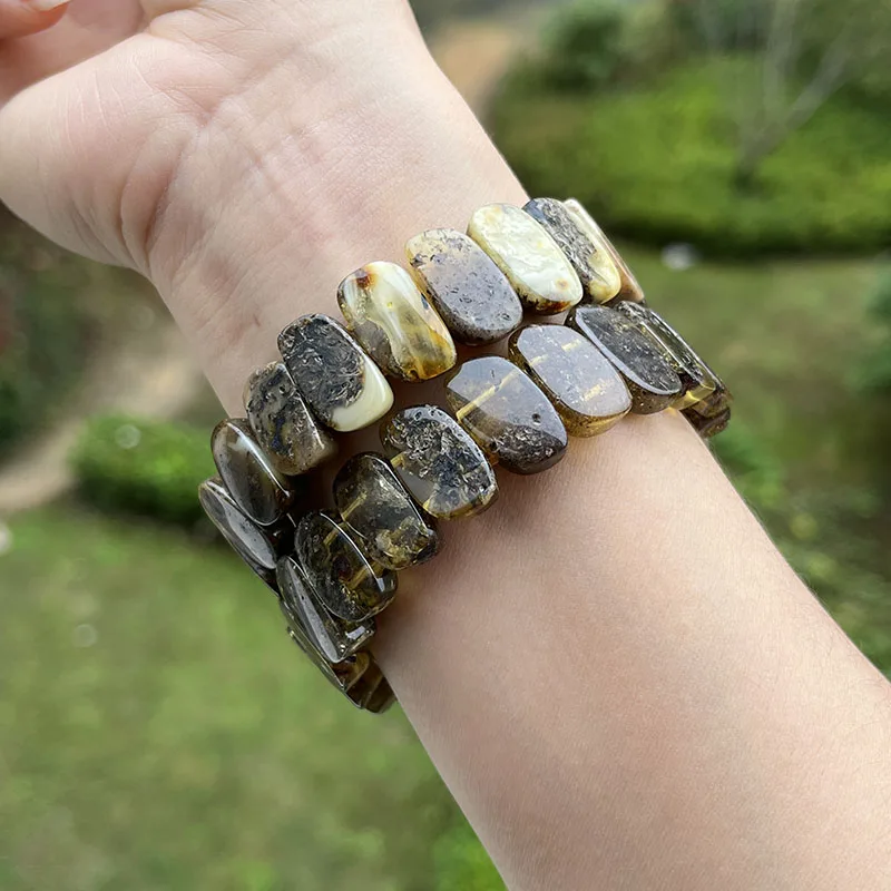 الأصلي العنبر سوار و أساور للهدايا فريدة من نوعها البلطيق الحقيقي البيضاوي الخرز الطبي النساء موضة الحجر الطبيعي لتقوم بها بنفسك المجوهرات بالجملة