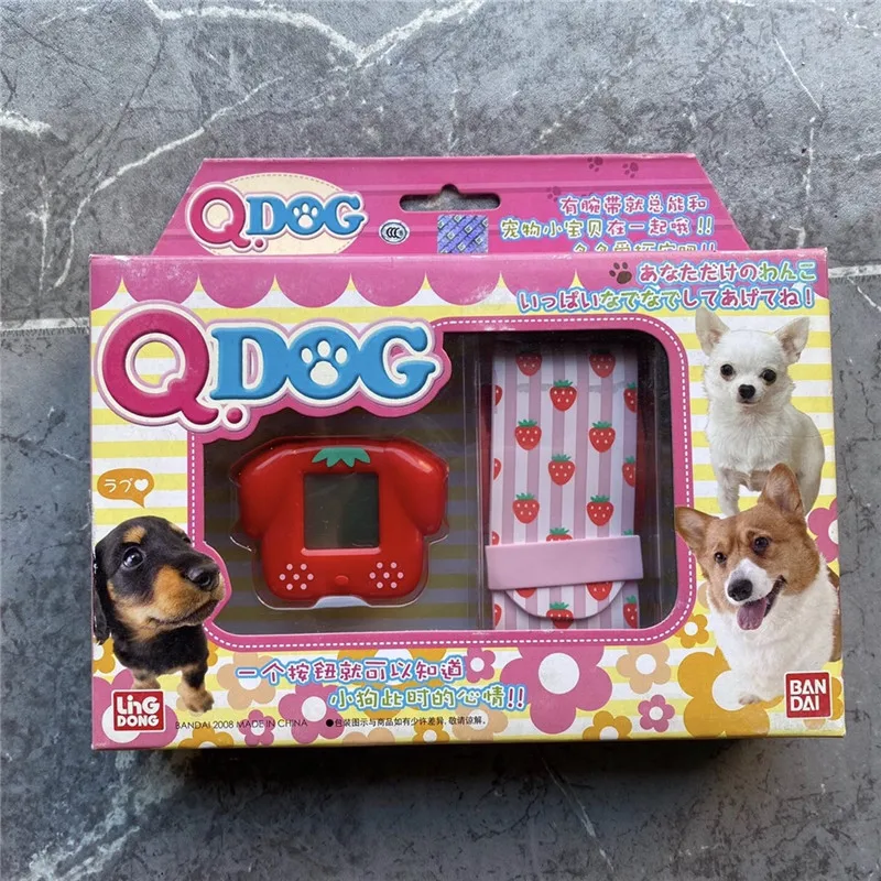 Bandai lingdong q cão tamagotchi relógio com banda eletrônico pet máquina jogo engraçado nostálgico brinquedo virtual para crianças presente de natal