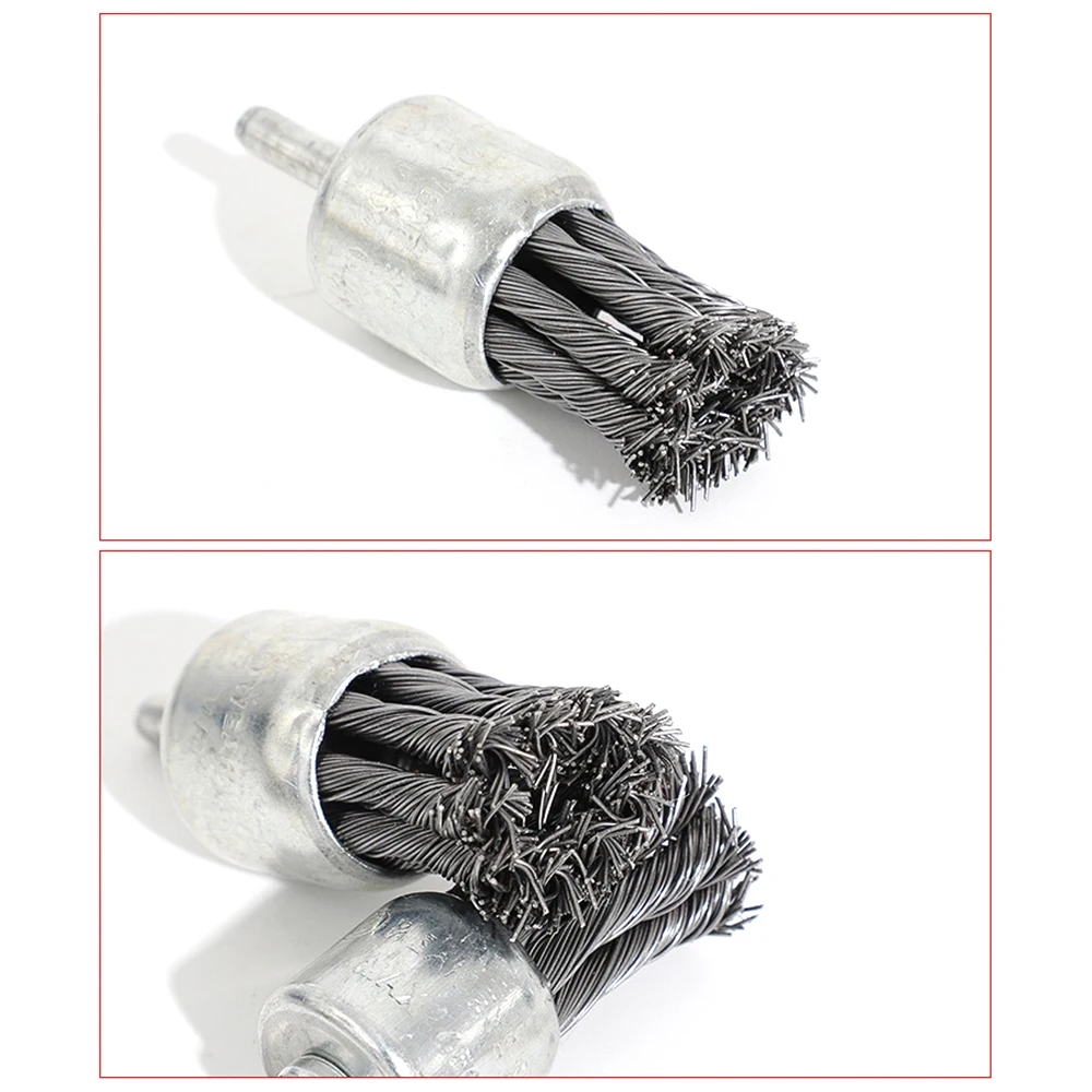 Wire Wheels Brush 3 Pcs Knotted Wire End Brush Sizes 0.7'' 1.0'' 1.2'' 1/4 Inch Round Shank Drill Bit Wire Brush for Derusting P
