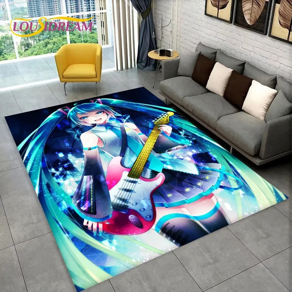 Japan Music Cartoon Characters Miku Carpet Rug for Home Living Room Bedroom Sofa Doormat Decor,kids Area Rug Non-slip Floor Mat