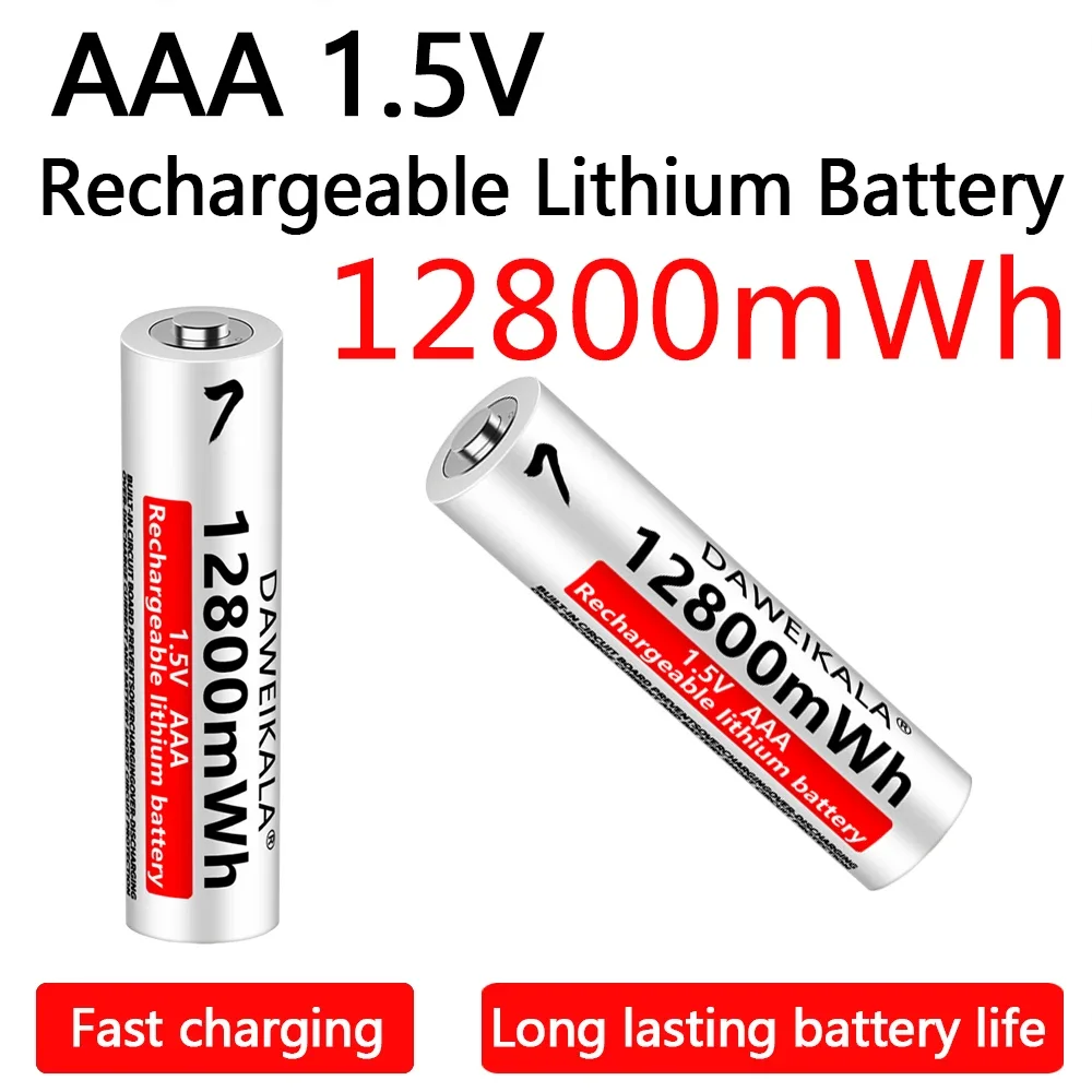 AAA 12800mWh 1.5V Li-Ion Rechargeable Battery AAA Lithium Batteries Wholesale For Mouse Flashlight Fan Game Machine