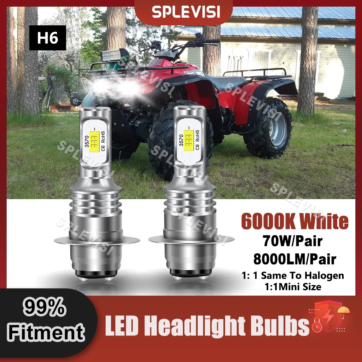 

2x Motorcle Headlight Bulbs 6000K White For Honda FourTrax 300 TRX300FW 4x4 1988 1989 1990 1991 1992 1993 1994 1995 1996 1997