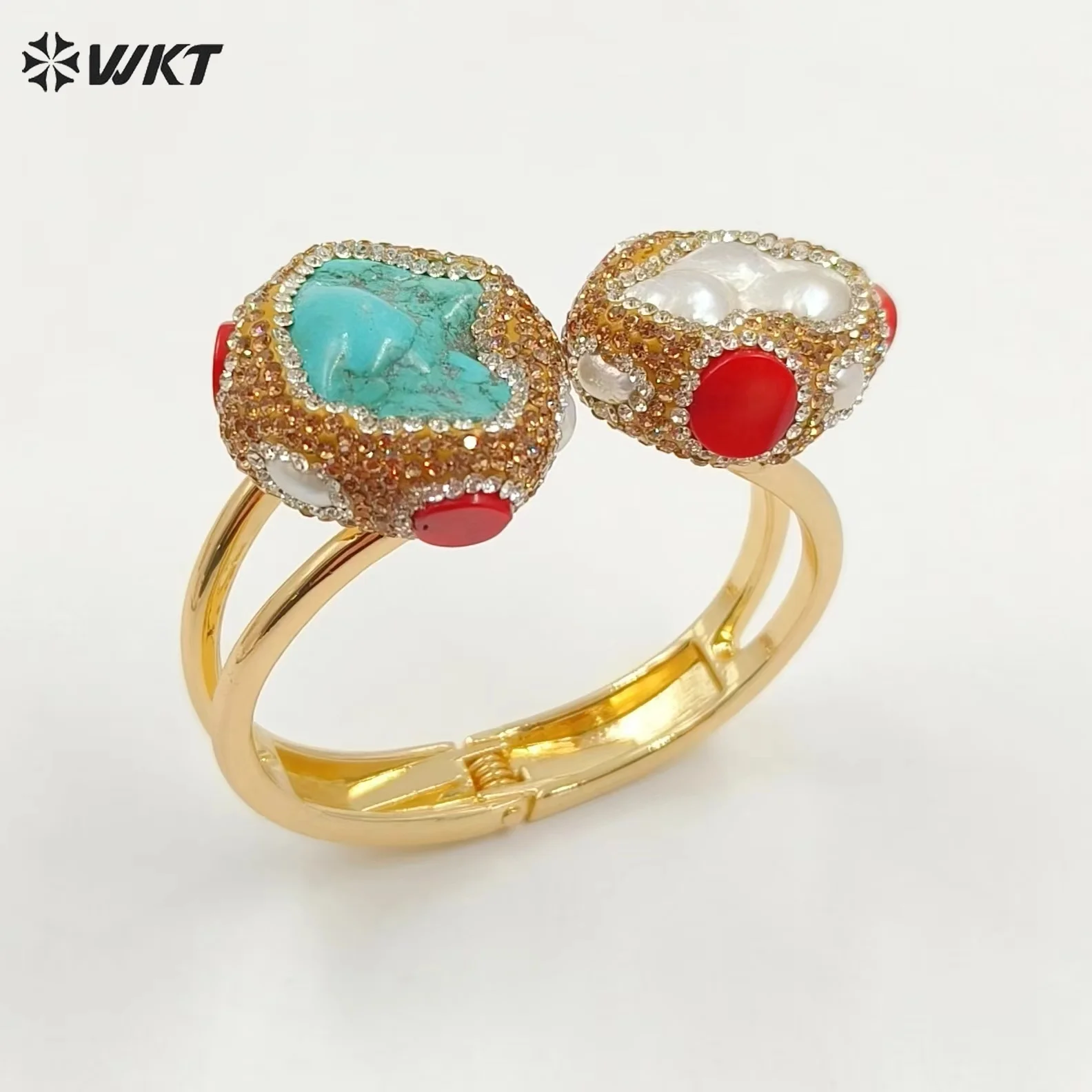 

MPB107 Оптовая продажа: Модный женский браслет с бирюзой и жемчугом, позолоченный, регулируемый, высококачественные ретро-украшения