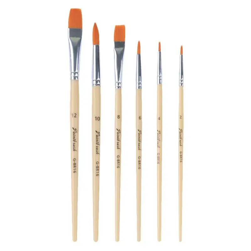 Artist Paint Brush Set 6PCS Nylon Bristles Paint Brushes Painting Brushes Kit For Acrylic Oil Watercolor Gouache Artist Craft