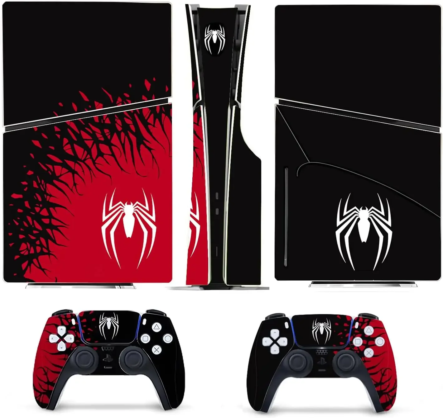 Vinyl Cover Skins for Playstation 5 Slim Superhero Skin Wraps Set for Sony PS5 Slim Disc Edition Controller Stickers Accessories