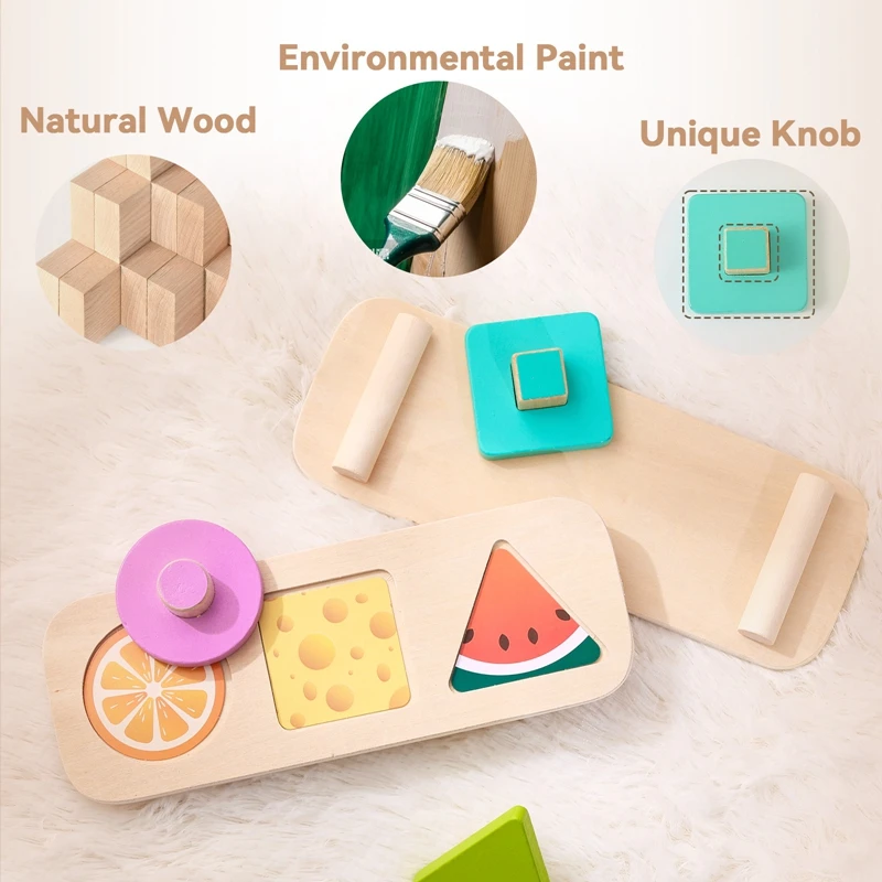 Montessori Toys Baby Wooden Busy Board Sorting Stacking Geometric Blocks Educational Toy Color Shape Recognition Puzzle Toy Gift