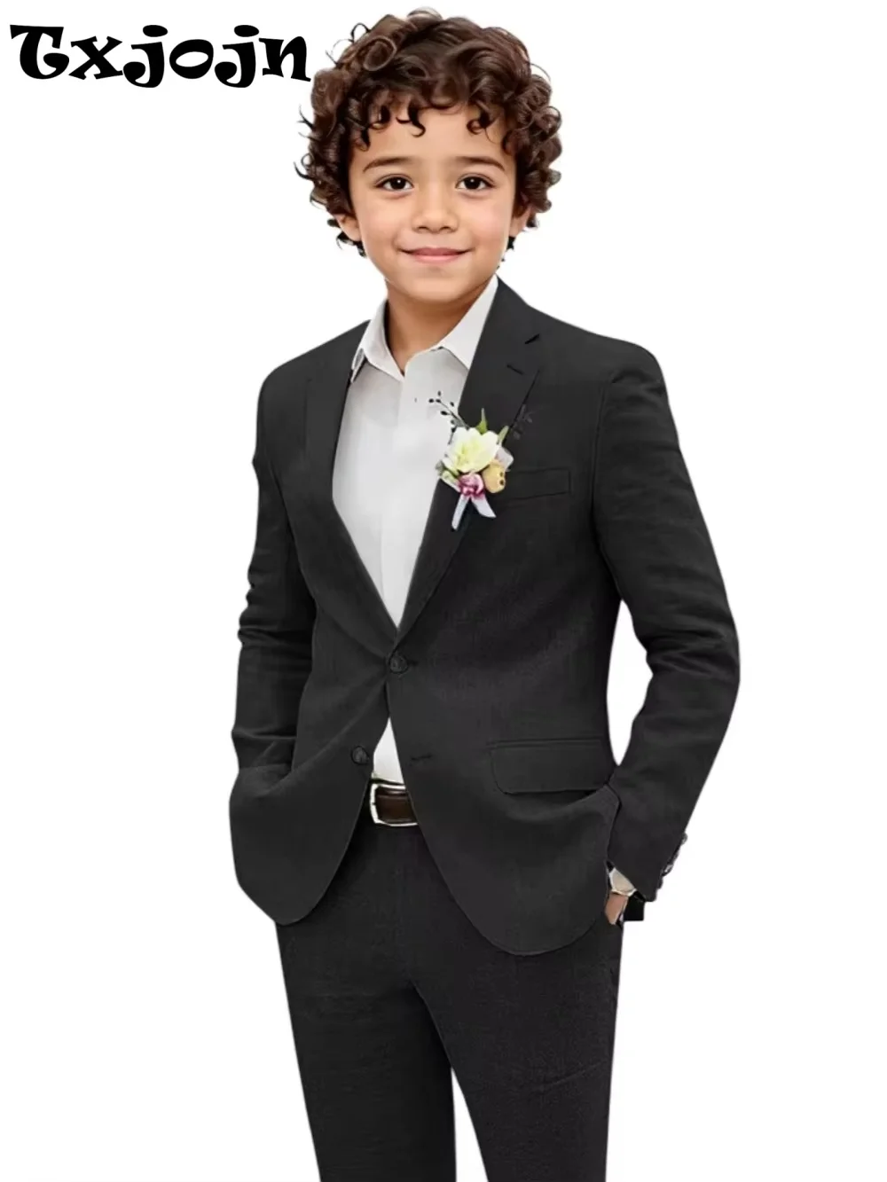 

Summer Boys Linen Suit Set 2 Pieces Jacket Pants Beach Wedding Wear Notched Lapel Kids Handsome Tuxedo For Birthday Party 2-20T