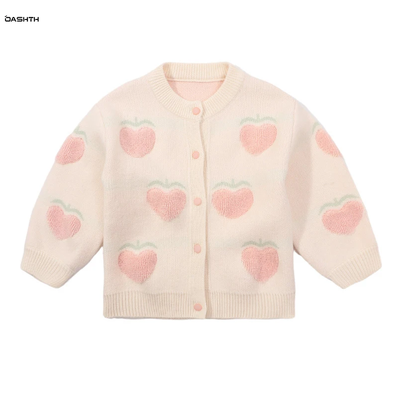 

OASHTH Girls cardigan sweater jacket new spring and autumn baby knitted sweater children's top jacket