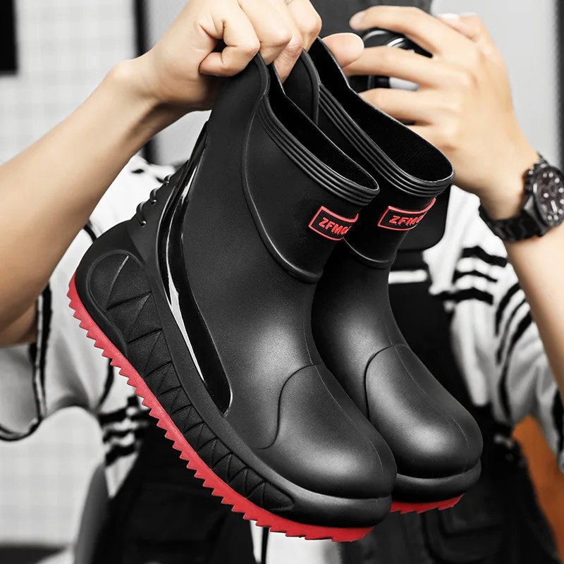 

Fashionable Anti Slip Rain Shoes Men's Outdoor Waterproof Fishing Shoes Versatile Anti Slip Men's Soft Soled Comfortable Shoes