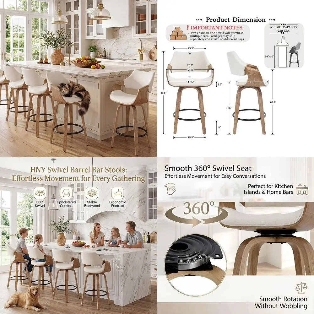 

Rattan Counter Height Bar Stools Set of 2, Chenille Upholstered Barstools with Solid Wood Frame amp Legs, Chic Kitchen Island C