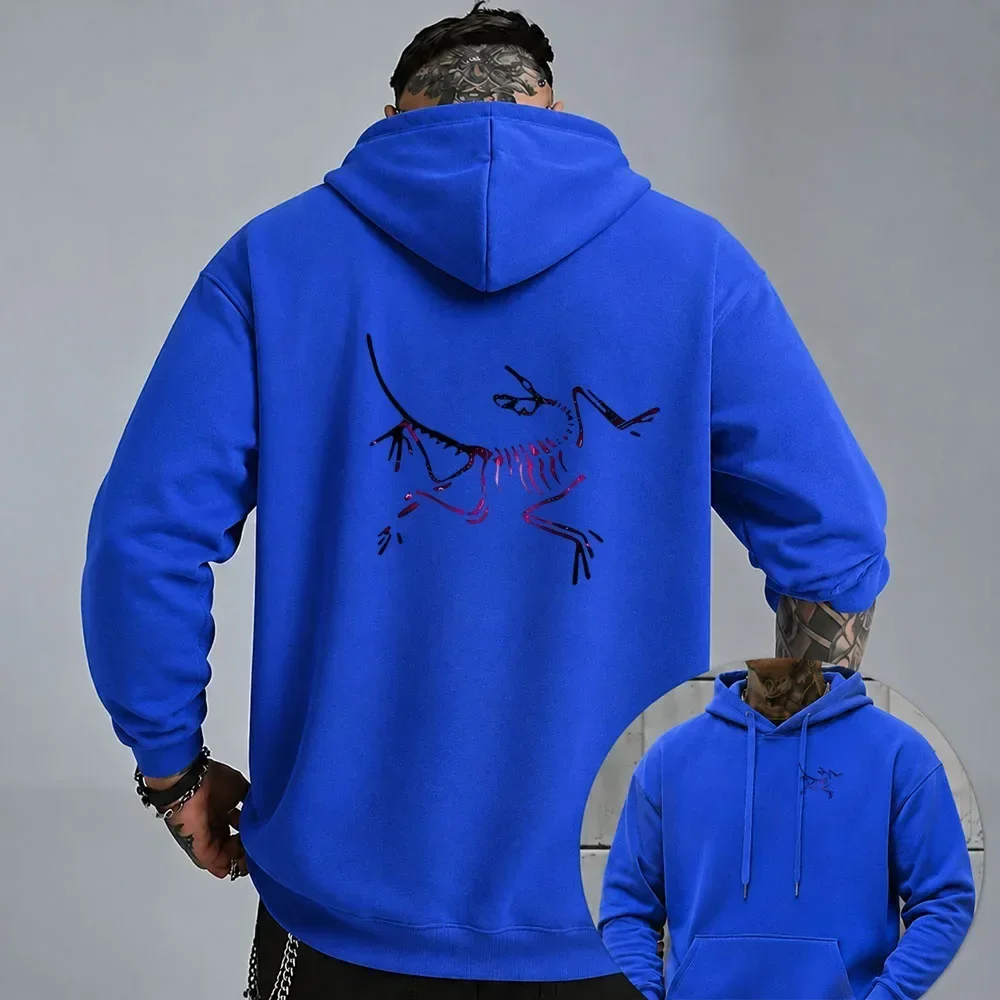 27Fashionable Multifunctional Hoodie with European and American Skeleton Printing, Retro Casual Loose Fit Slim Fit Autumn Warmth