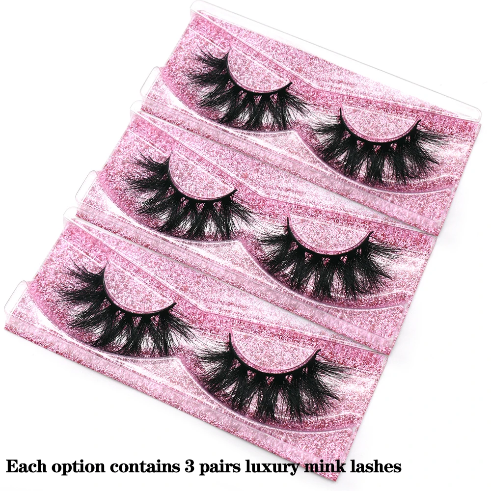 FOXESJI 3Pairs 3D Mink Lashes Fluffy Soft Cross Wispy False Fake Eyelashes Natural Lash Extension Dramatic Mink Eyelashes Makeup