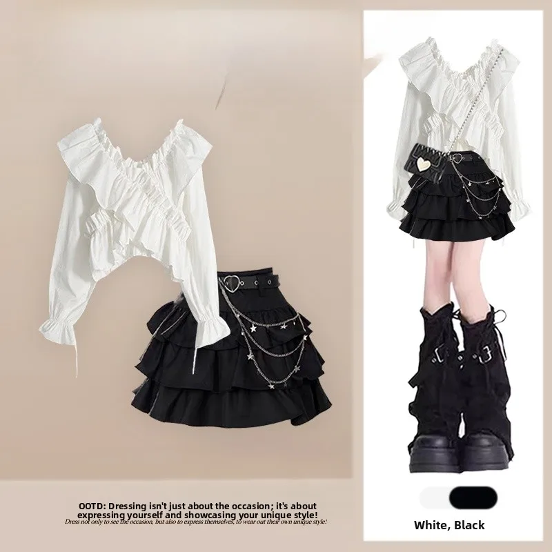 

Комплект из двух предметов: юбка и топ в стиле Spicy Girl для женщин, повседневный, асимметричный, универсальный, весенний, модный, для студенток