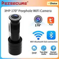 Cámara WiFi TUYA 3MP HD para Mirilla, 170° °   Visor de Puerta Gran Angular con Detección de Movimiento, Seguridad Inteligente para el Hogar, Inalámbrico, Ojo de Gato, Grabación Automática