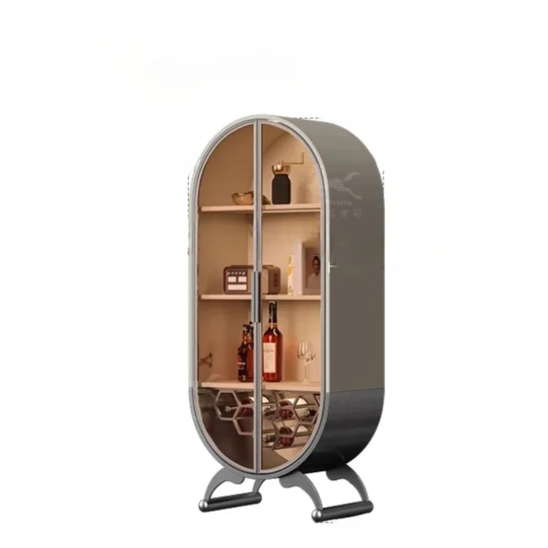 

Living room wine cabinet display cabinet French light luxury high-end stainless steel multi-functional glass locker