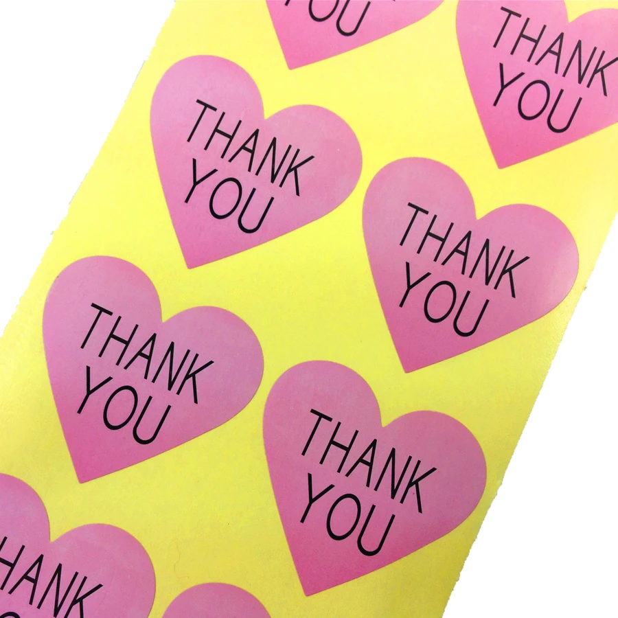 100pcs/pack THANK YOU Pink DIY Creative Baking Gift Multifunction Packaging Label Custom Adhesive Stickers