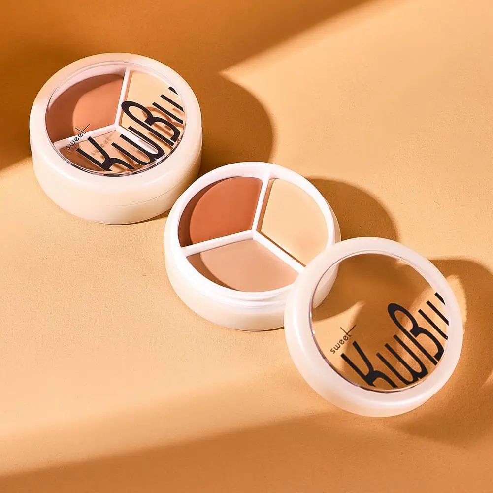 Waterproof Concealer Long-lasting Natural Concealer Cream Smooths Skin Covers Dark Circles Blemishes Three-color Makeup Solution