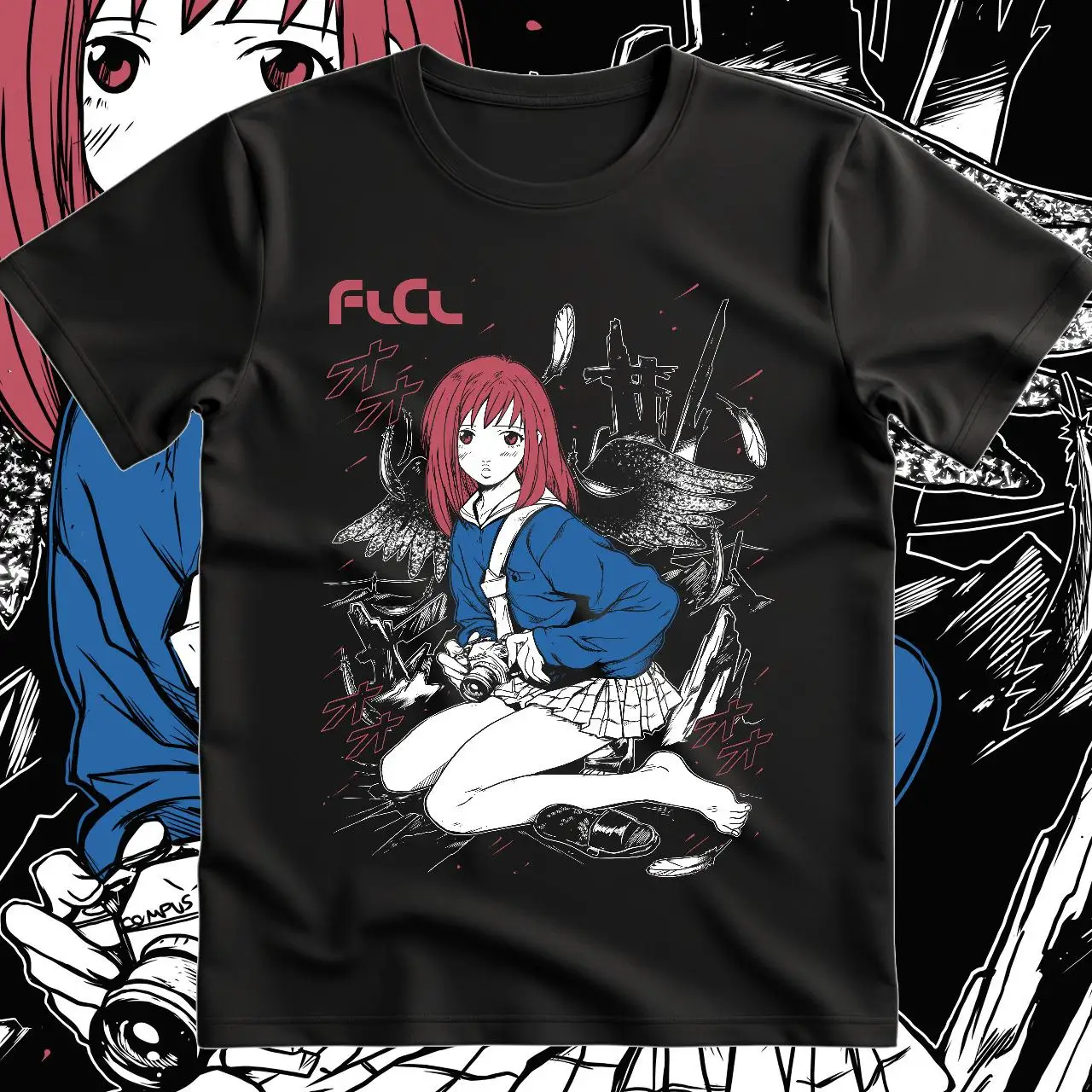 

Mamimi Samejima FlCL Retro Anime Manga Design T-shirt, Men's and Women's Summer Cotton Loose Fashion Short Sleeve Top