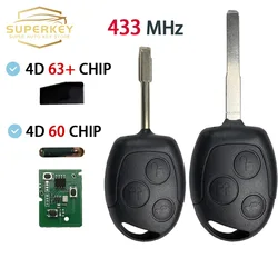 SUPERKEY For Ford Focus Mondeo Transit connect Courier Fiesta Fusion Galaxy Mondeo C-Max S-Max 433Mhz Remote Car Key 4D60 4D63