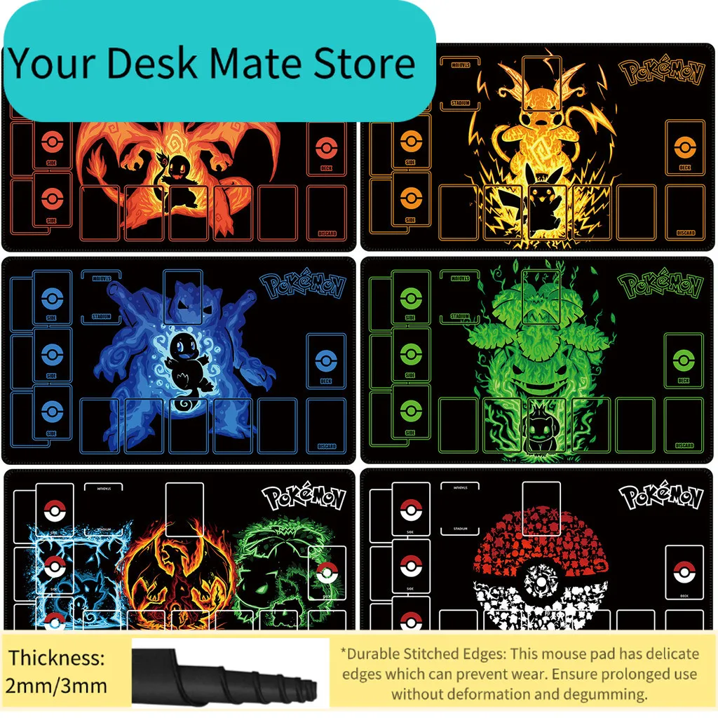 

New Cartoon Pokemon Ptcg First Partner Pokemon Battle Card Table Mat Rubber Material Card Battle Table Mat Gift Toys