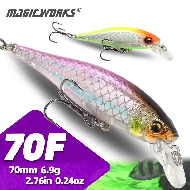 

Magic Works Minnow Fishing Lures Wobblers 70mm 6.9g Minnows Floating Lures for Trout Hard Baits Artificial Bait for Bass