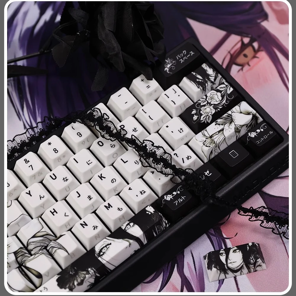 Reze Anime Theme Keycaps Set Custom PBT Side Carve Transmission Cherry Profile Keyboard Caps for Mechanical Keyboard Accessories