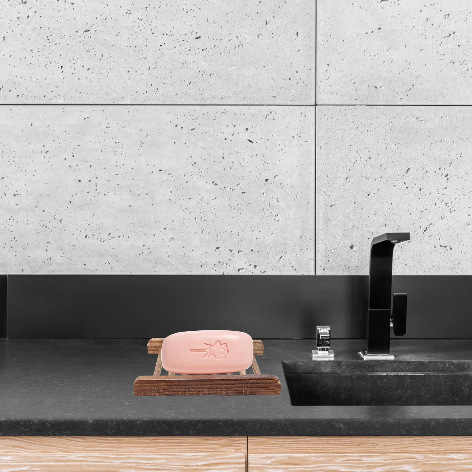 

4pcs Wooden Soap Dish -Draining Holder For Bathroom Kitchen Laundry Shower Countertop Bar Soap Organizer Sponge Tray