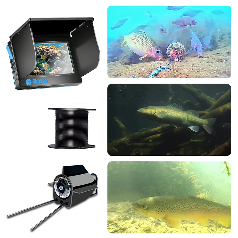

4.3/5 Inch HD Underwater Fishing Camera 12pcs Infrared Lights Ice Fishing Camera with 220° Wide View for Lake Boat Ice Fishing