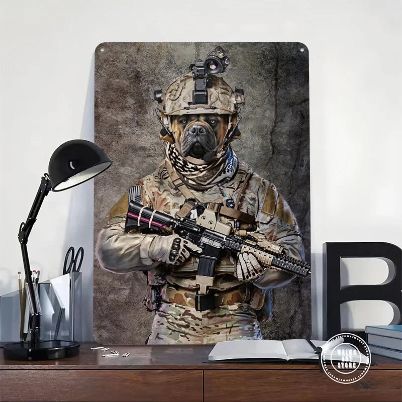 Bullmastiff Elite Soldier Poster Customized Vintage Metal Signs Wall Art Retro Tin Plaque for Custom Plate Desk Decor House Home