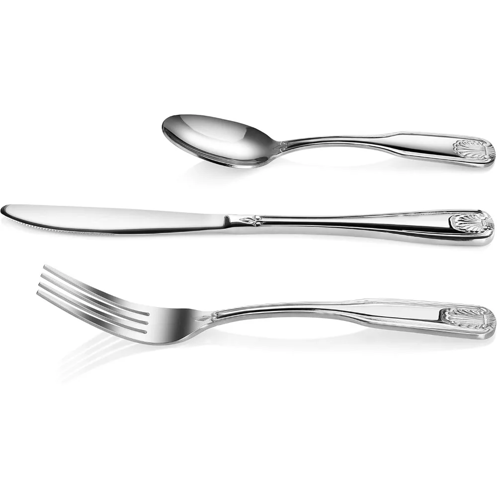 58901 Set di posate da 36 pezzi con motivo a conchiglia, acciaio inossidabile 18/0