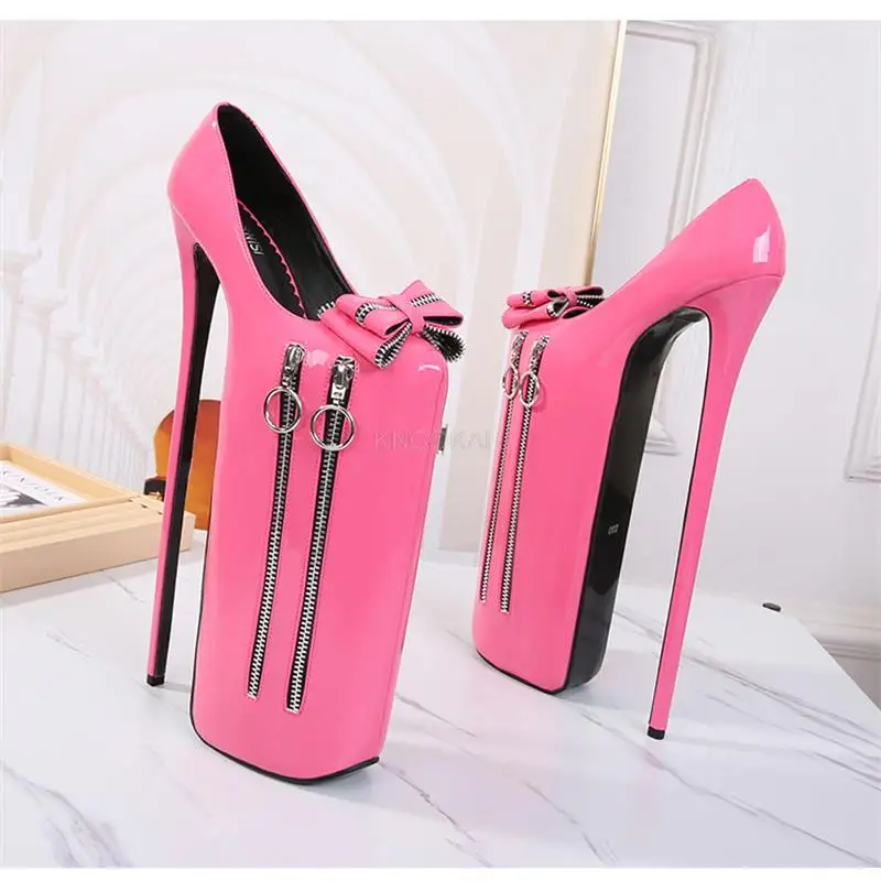 Women\'s shoes red thick-soled super high heel 30 cm metal buckle high heels female pole dancing shoes banquet shoes unisex shoes