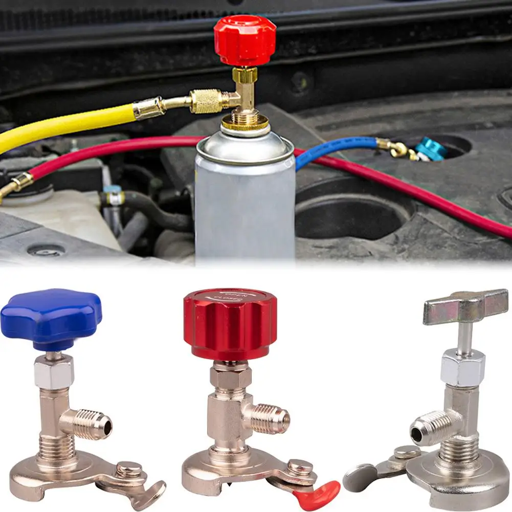 Abridor de válvula universal para garrafa de refrigerante, para a maioria dos r12 r134a r22 r410, mangueira de carga de refrigerante, interruptor à prova de vazamento